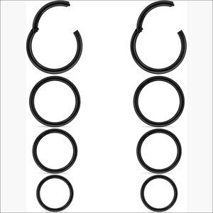 316L Surgical Steel Hinged Clicker Hoop Body Piercing Jewelry Set